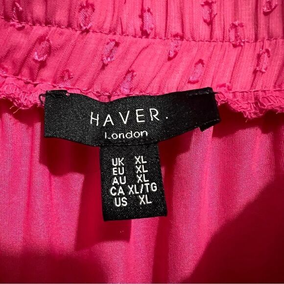 HAVER London Women's XL Hot Pink Tiered Ruffle Mini Skirt Balletcore - Picture 2 of 7